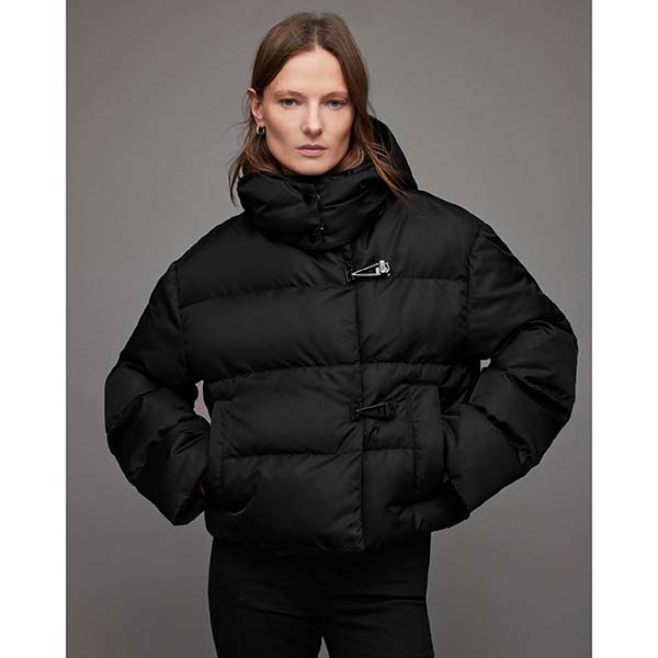 Allsaints Australia Womens Allais High Collar Quilted Puffer Jacket Black AU63-170